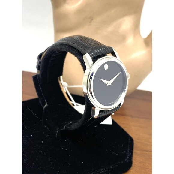 Movado Women\'s Watch 2100004 Museum Swiss Quartz Black Dial Leather Strap 27mm
